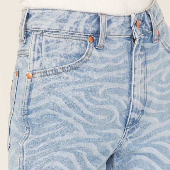 Wrangler Wanderer Flare JEANS Size 29 x 34 Blue Meow Laser Tiger Print NEW - Picture 5 of 16